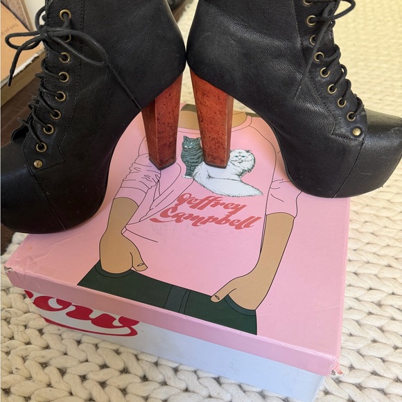 Jeffrey Campbell Black Lace-Up Boots - Picture 3 of 7